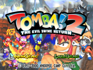 Tomba 2 The Evil Swine Return title screen for Playstation